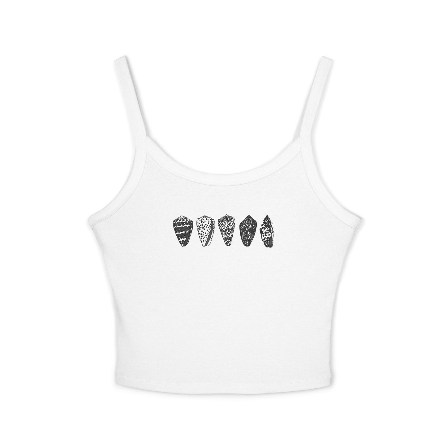 White & Black Shells/Women's Spaghetti Strap Tank Top